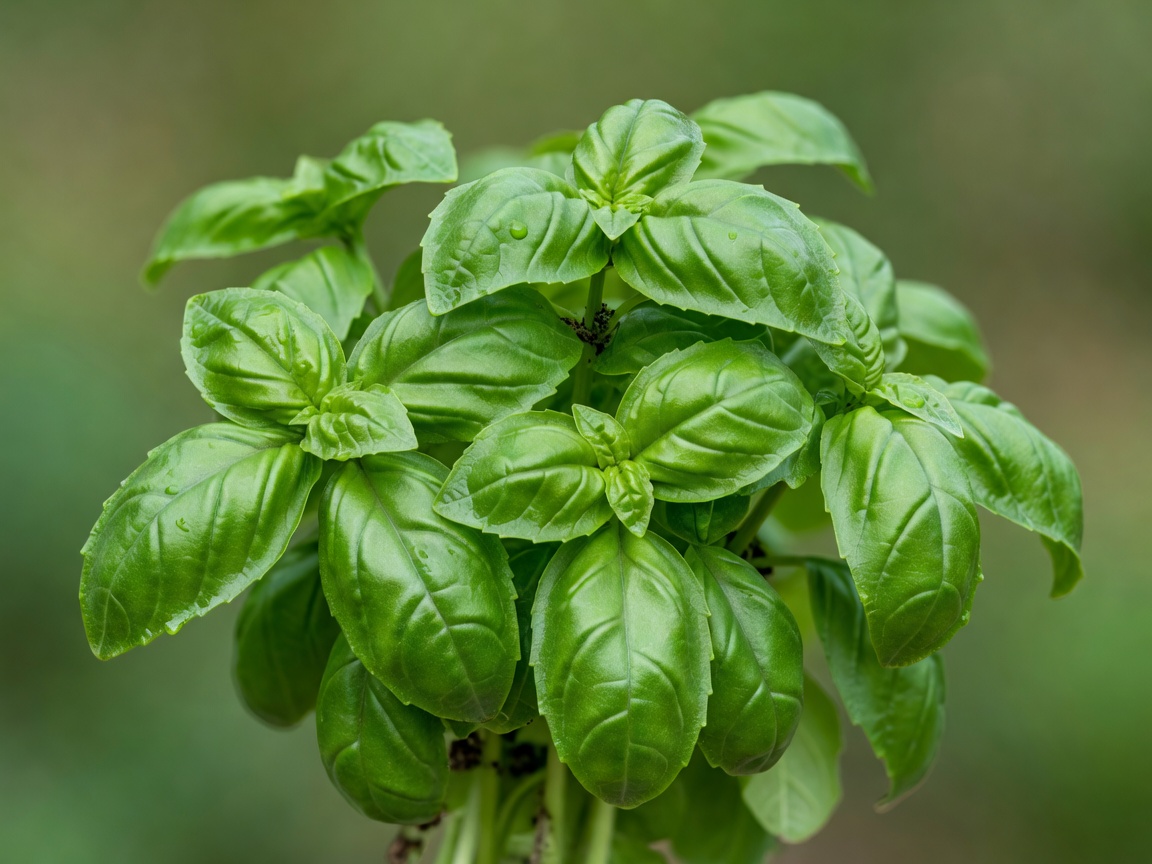 Fresh green basil leaves
